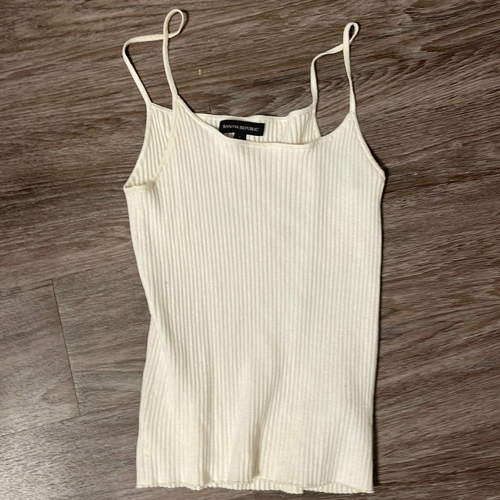 Banana Republic Ribbed White Camisole Tank Top Size Small